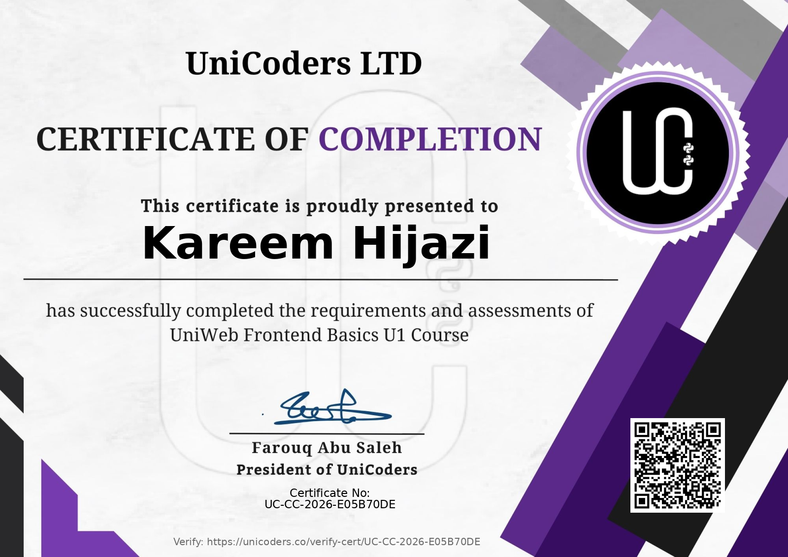 Certificate of Completion — Introduction to Mobile App Development Workshop